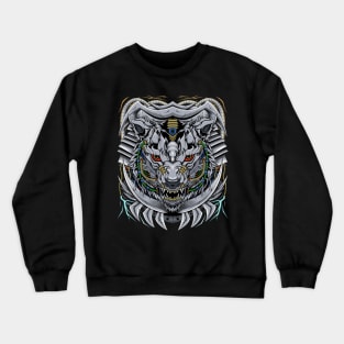 Wolves head illustration with a mecha theme Crewneck Sweatshirt